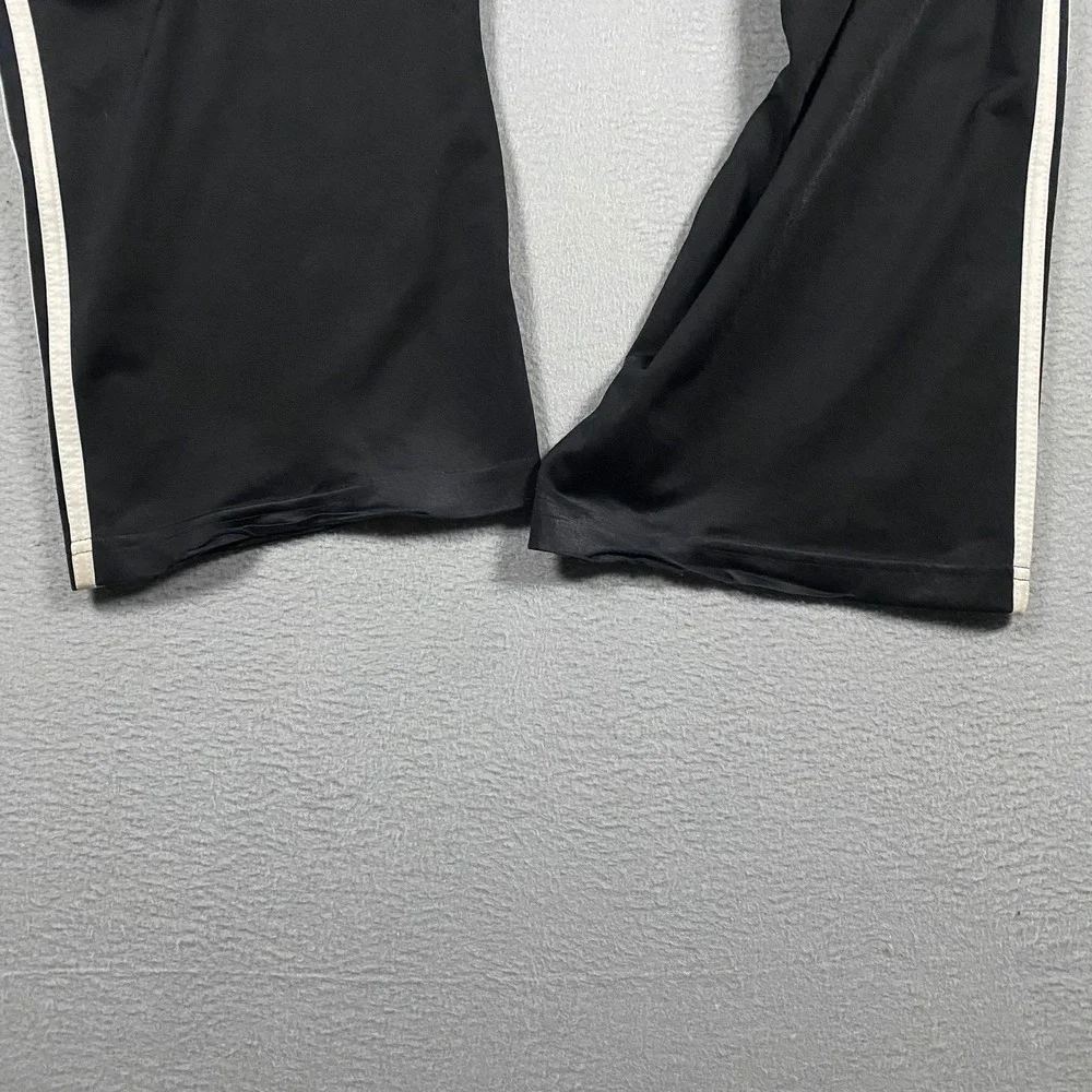 Y2K Adidas Track Pants Mens Small Black White 3-Stripe Straight Leg Joggers